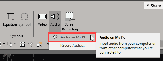 Audio on My PC option