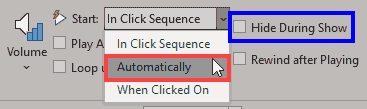 Automatically option selected within Start drop-down list Automatically option selected within Start drop-down list