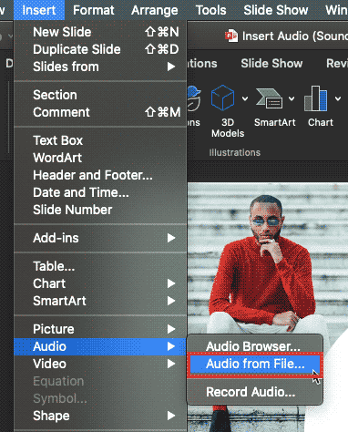 add audio file to powerpoint for mac