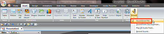 Sound from File option selected Sound from File option selected