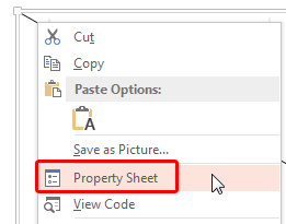 Property Sheet option
