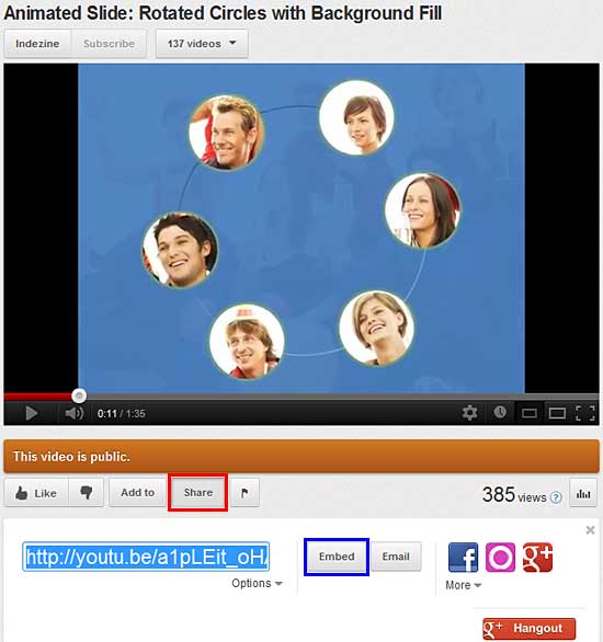 Share and Embed buttons within YouTube Share and Embed buttons within YouTube