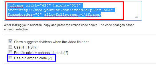 New embed code in YouTube