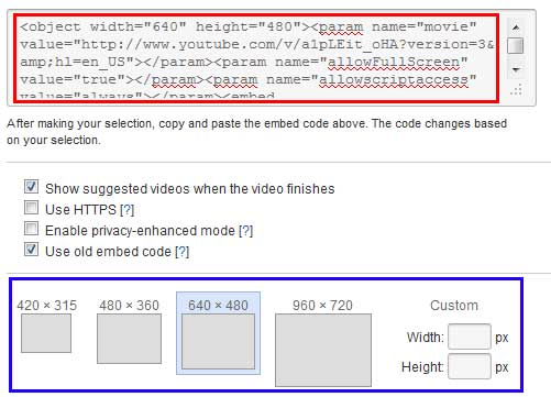 Old embed code in YouTube Old embed code in YouTube