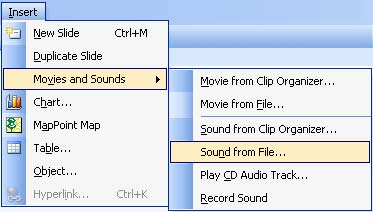 Choose a Sound to insert