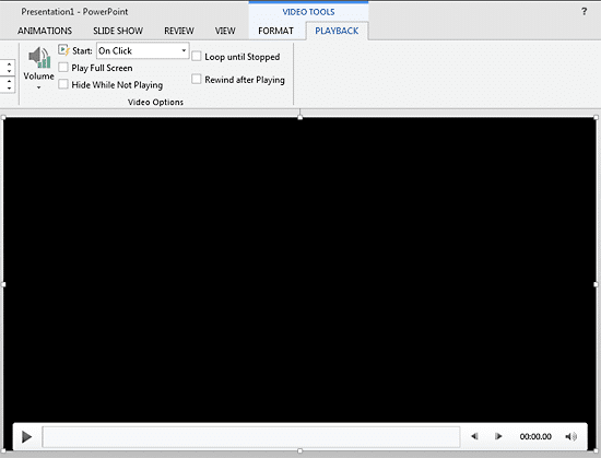Video Tools Playback tab of the Ribbon Video Tools Playback tab of the Ribbon