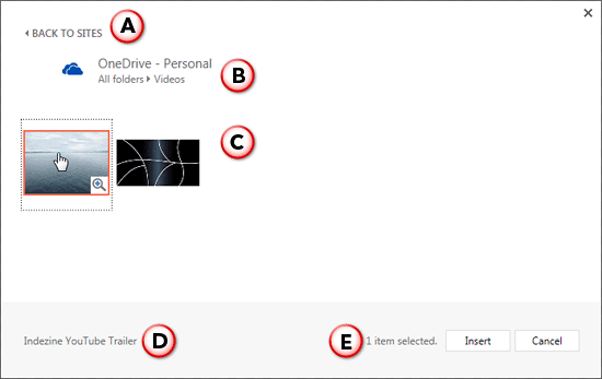 Video within OneDrive account Video within OneDrive account
