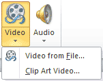 Missing Video from Web Site option within the Video drop-down gallery