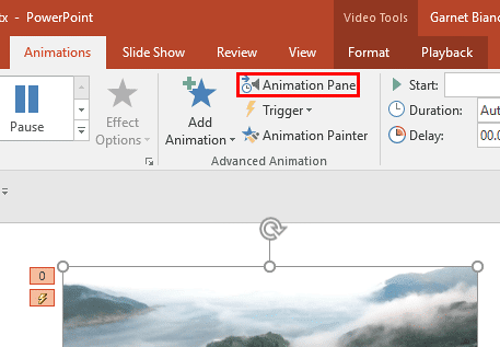 Animation Pane button