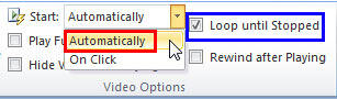 Automatically option and Loop until Stopped check-box to be selected