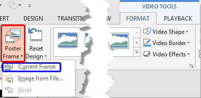 Current Frame option within the Poster Frame drop-down gallery Current Frame option within the Poster Frame drop-down gallery