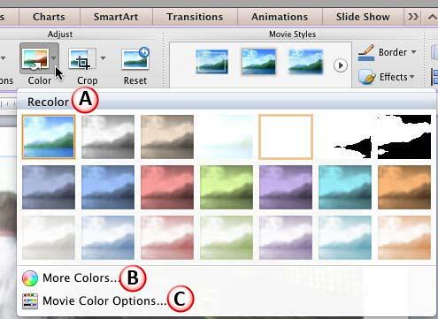 Color drop-down gallery Color drop-down gallery