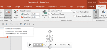 Remove Bookmarks from Audio Clips in PowerPoint 2016 for Windows