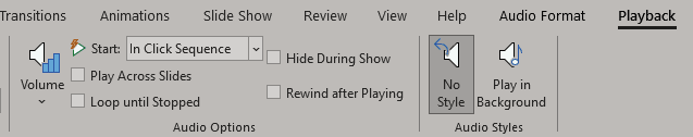 Format Audio tab of the Ribbon Format Audio tab of the Ribbon
