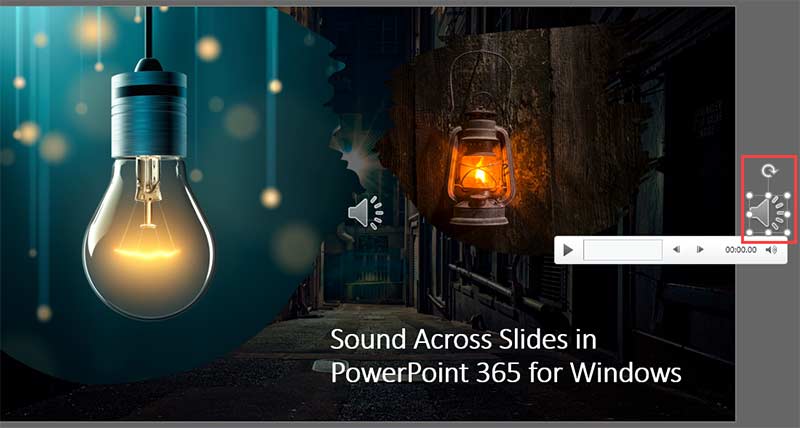 Audio icon moved off the slide