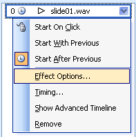 Effect options Effect options