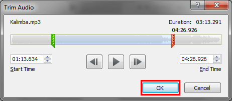 Press the OK button to trim Press the OK button to trim