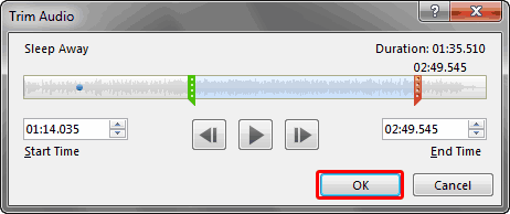 Press the OK button to trim Press the OK button to trim