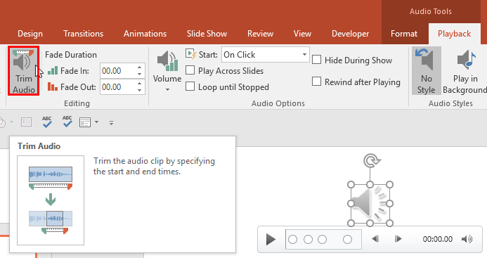 Trim Audio button Trim Audio button