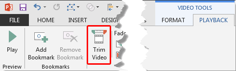 Trim Video button within the Editing group