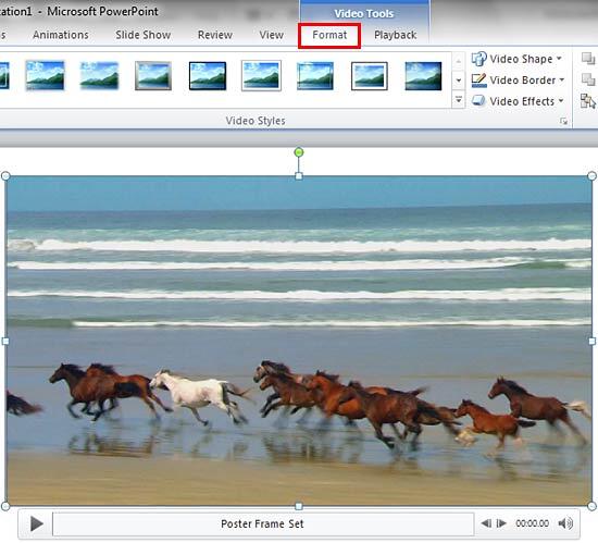 Video Tools Format tab of the Ribbon Video Tools Format tab of the Ribbon