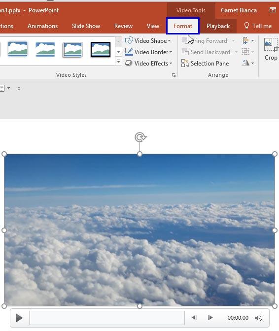 Video Tools Format tab of the Ribbon