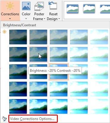 Brightness and Contrast values displayed as a tool tip