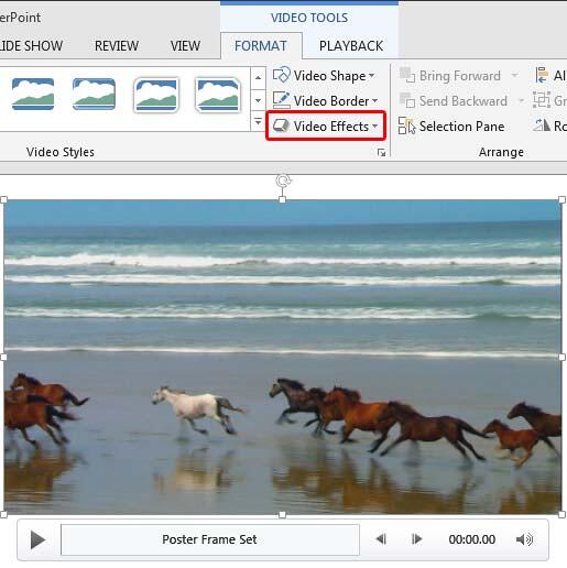 Video Effects button within the Video Styles group Video Effects button within the Video Styles group