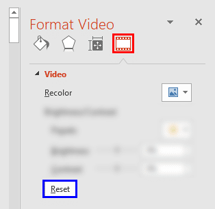 Video Recolor options within the Format Video Task Pane