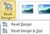 Reset Design drop-down gallery within Adjust group