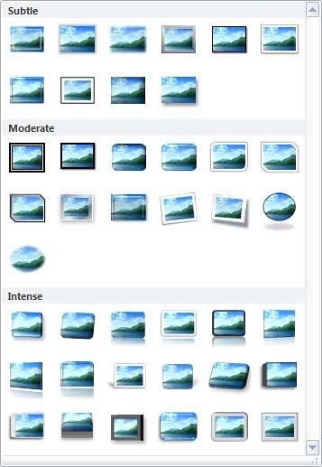 Video Styles drop-down gallery Video Styles drop-down gallery