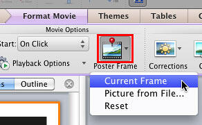 Current Frame option within the Poster Frame drop-down gallery