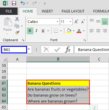 Select a cell or a range of cells