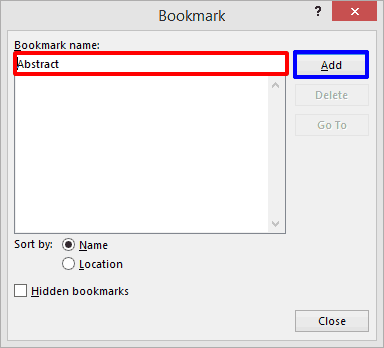 Add a Bookmark Add a Bookmark
