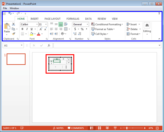 PowerPoint interface changed to the Excel interface