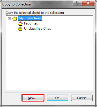 Copy to Collection dialog box Copy to Collection dialog box