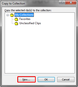 Copy to Collection dialog box