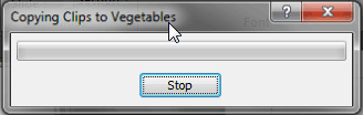 Progress window Progress window