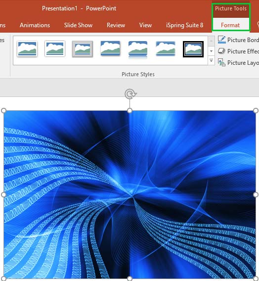 Picture Tools Format tab of the Ribbon Picture Tools Format tab of the Ribbon