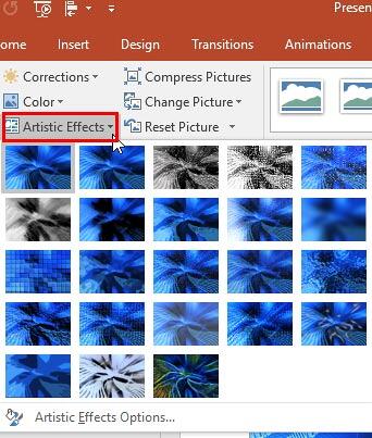 Artistic Effects drop-down gallery Artistic Effects drop-down gallery