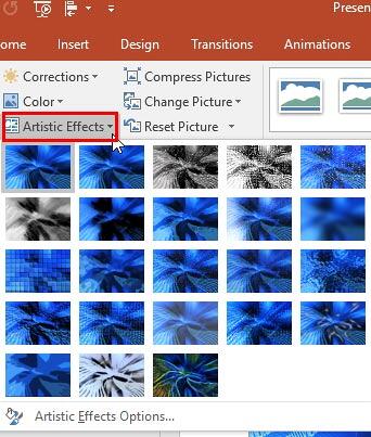 Artistic Effects drop-down gallery