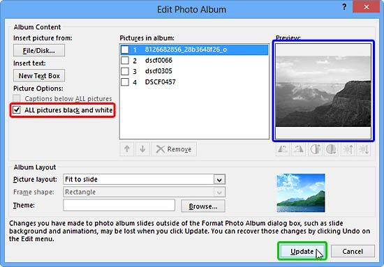 ALL pictures black and white check-box selected