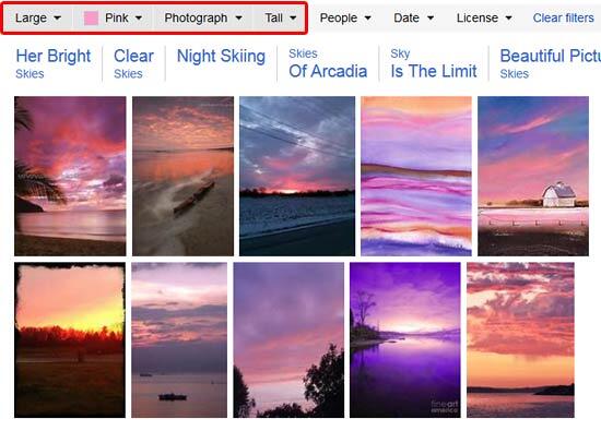 Combine various filters to reveal the power behind Bing Image Search