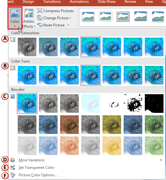 Color drop-down gallery Color drop-down gallery