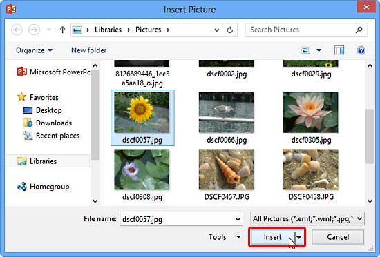 Select a picture to insert