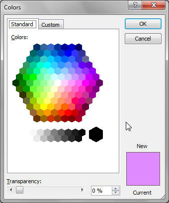 Standard tab within the Colors dialog box Standard tab within the Colors dialog box