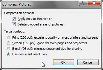 Compress Pictures dialog box