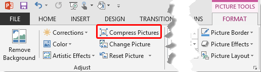 Compress Pictures button