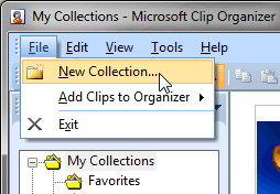New Collection option within the File menu New Collection option within the File menu