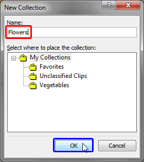 New Collection dialog box New Collection dialog box